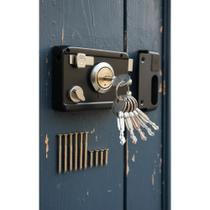 2x Fechadura Antifurto Aço Preto Portão Segurança Reforçada