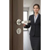 2x Fechadura Externa Inox Cromada Roseta Moderna