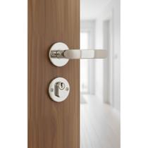 2x Fechadura Externa Inox Cromado Polido Redonda Segura