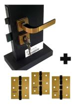 2X Fechadura Para Porta Externa Quarto Sala Bronze + Dobradi