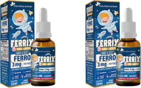 2x Ferrix (ferro 3mg/porção) kids 30ml Sabor Morango Flora