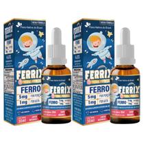 2x Ferrix Ferro 5mg em Gotas 30ml Sabor Morango