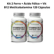 2x Ferro + Ácido Fólico + Vitamina B12 Metilcobalamina 100% Puro 120 Cápsulas Flora Nativa 2x Ferro + Ácido Fólico + Vitamina B12 Metilcobalamina 100% Puro 120 Cápsulas Flora Nativa