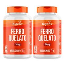 2x Ferro Quelato Bisglicinato 34mg Bigens 60 Tabletes