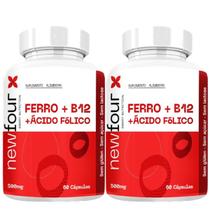 2x Ferro + Vitamina B12 + Ácido Folico 120 Cápsulas 500mg - New Four