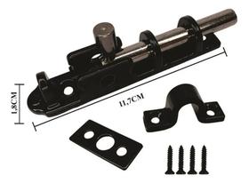 2X Ferrolho Trinco Fecho Redondo União Mundial Preto Fosco 1