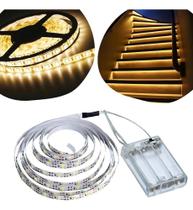 2X Fio Fita Led Autoadesiva Luz 2M 120 Leds Pilha Decoração