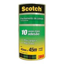 2X Fita Adesiva Larga Transparente C/4 Rolos Scotch 3M 45X45