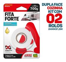 2x Fita Dupla Face Forte Cozinha Áreas Gordurosas 24mmx1,5m 2x Fita Dupla Face Forte Cozinha Áreas Gordurosas 24mmx1,5m