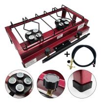 2X Fogão Industrial 2 Bocas Alta Pressão Lx Portátil Com Man