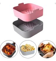 2X Forma De Silicone Air Fryer Quadrada Antiaderente Kit C/2