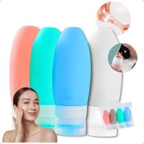 2X Frasco Pote De Viagem Silicone Creme Shampoo Perfume Kit