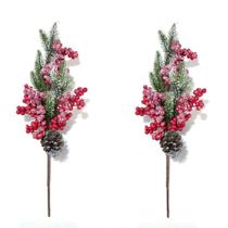 2x GALHO PICK 45CM AZEVINHO NEVADO PINHA NATAL ÁRVORE VERMELHO 1100331