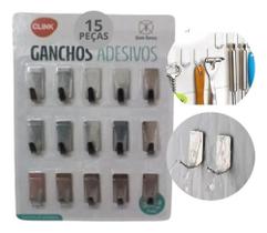 2X Gancho Cabide Inox Adesivo Kit 12 Peça Cozinha Banheiro S