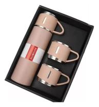 2X Garrafa Térmica Com Xícaras Inox Vacuum Flask Set Água Ca