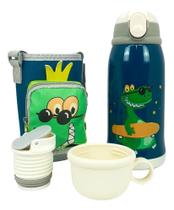 2X Garrafa Térmica Infantil Bebe Inox 550Ml 2Em1 +Suporte