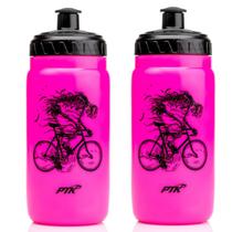 2x Garrafas Caramanhola Ciclismo Bike PTK Squeeze Rosa