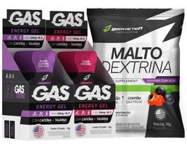 2x Gas Energy Gel Energético 20 Sachês + Maltodextrina 1kg Bodyaction