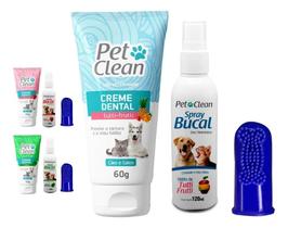 2X Gel Creme Dental Pet + Spray Bucal + Escova Dente Cachorr