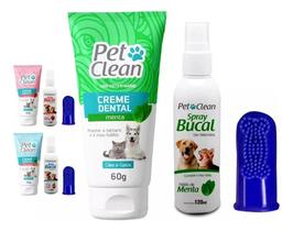 2X Gel Creme Dental Pet + Spray Bucal + Escova Dente Cachorr