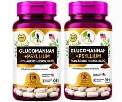 2x Glucomannan Psyllium Colágeno Hidrolisado 120 Cápsulas Suplemento Natural Envio Imediato