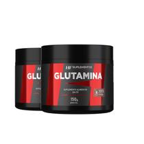 2x glutamina 150g hf suplementos