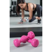 2x Halter Emborrachado Rosa 2kg (Par) - Treino Seguro & Conf 2x Halter Emborrachado Rosa 2kg (Par) - Treino Seguro & Conf
