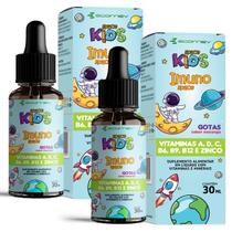 2x Imuno Kids Vit B6 B9 B12 A D C Zinco Em Gotas Morango 30ml Ecomev