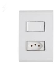 2X Interruptor Simples Com Tomada 10A Liz Branca Tramontina