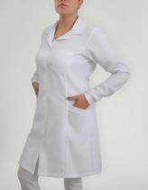 2X Jaleco Enfermagem Manga Longa Branco Com Punho