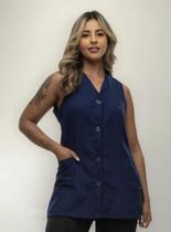 2X Jaleco Regata Feminino Manga Curta Acinturado Gabardine