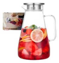 2X Jarra Nata Vidro 1,8L Com Tampa Inox Para Bebidas