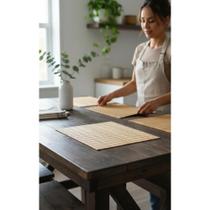 2x Jogo Americano Bambu Natural 4 PÇs 30x45cm Resistente Cal 2x Jogo Americano Bambu Natural 4 PÇs 30x45cm Resistente Cal