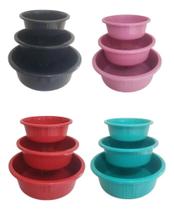 2X Jogo Bacias Caneladas Com 3 Peças Vasilhas Cozinha Plásti