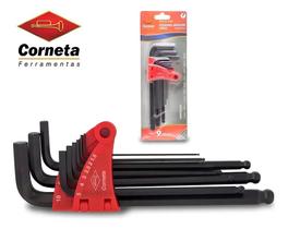 2X Jogo Chave Allen Longa 1,5Mm A 10Mm (9Pçs) Abaulada Corne