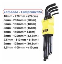 2X Jogo Chaves Allen / Hex / Bola Longa 9 Peças Fertak