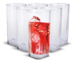 2X Jogo De 6 Copos Altos De Vidro 250Ml Quadrado Dolce Home