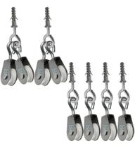 2X Jogo De Carretilhas Em Metal Para Reposição De Varal Teto