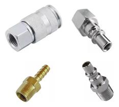 2X Jogo De Engate Rapido Rosca 1/4 Para Pneumaticos Compress