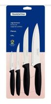 2X Jogo De Facas Tramontina Plenus Aço Inox 4 Peças Cor Pret 2X Jogo De Facas Tramontina Plenus Aço Inox 4 Peças Cor Pret