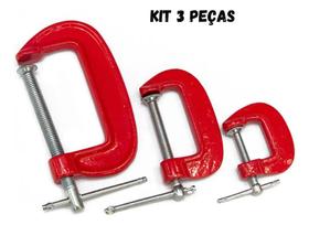 2X Jogo De Grampos Tipo C Com 3 Peças Carpintaria Marcenaria 2X Jogo De Grampos Tipo C Com 3 Peças Carpintaria Marcenaria