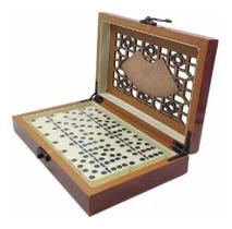 2X Jogo Domino Profissional Luxo Caixa De Madeira Pedra De O