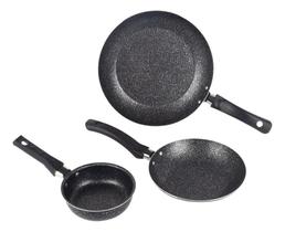 2X Jogo Frigideiras Francesas 3 Peças 14 18 24Cm Preto Nac