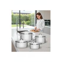 2x Jogo Panelas Aço Inox Fundo Triplo 4pçs Culinária