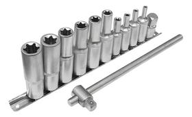 2X Jogo Soquete Longo E-Torx Femea 12 Pcs 1/2X3/8 Profission