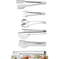 2x Jogo Utensílios Inox 6 Peças Preparo Cozinha Elegante