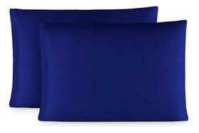 2X Kit 02 Fronhas Com Zíper De Malha Gel Grossa Marinho