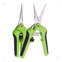 2X Kit 02 Tesouras Poda Jardinagem Ponta Curva + Reta Aço I