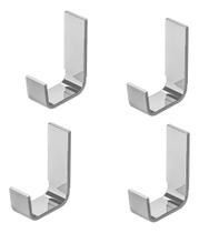 2X Kit 04 Gancho De Parede Cromado Cabide Inox Suporte Multi