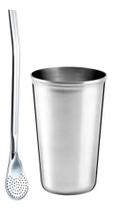 2X Kit 1 Cuia Copo Inox 200Ml 1 Bomba Lisa Prática Erva Tere